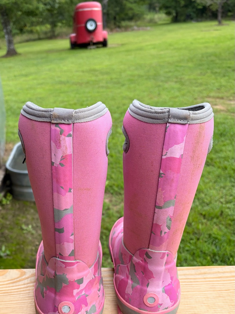 Kids Pink Camo Rain Boots - Comfortable Waterproof Boots - Picture 3 of 6